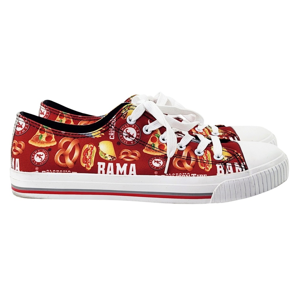 Alabama Crimson Tide FOCO Mens Size 10 Canvas Sneakers Food Print Low‎ Top Red